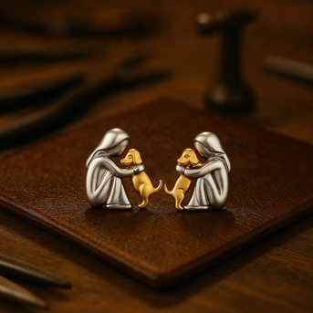 Øreringe Hug i tofarvet sølv og guld